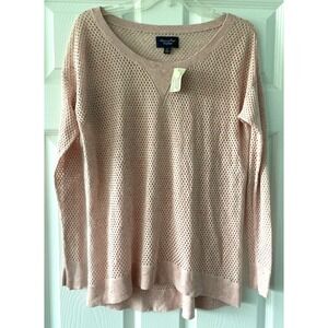 NWT American Eagle Womens Sweater Pullover Crochet Top Pink Size Medium